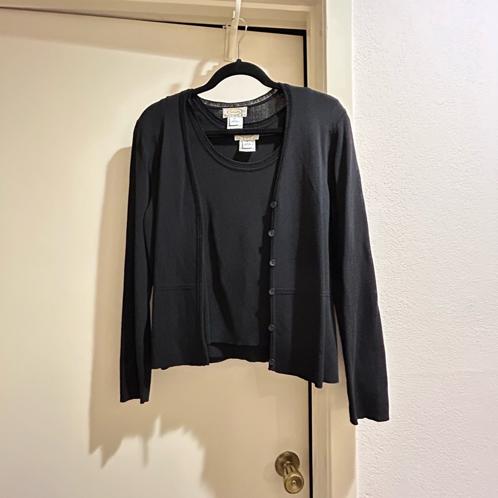 Talbots Women's Classic Black Button Down Shirt